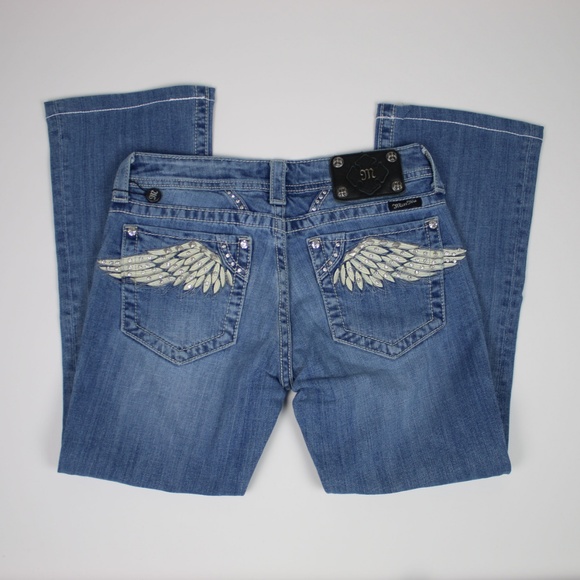 Miss Me Denim - MISS ME Light Wash Angel Wing Jeans 28" SHORT